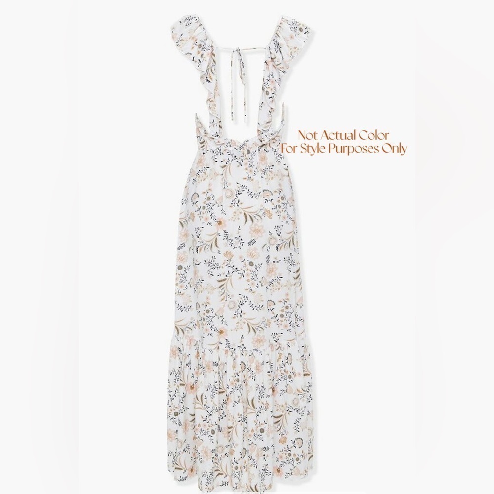 Paisley Floral Button-Front Ruffle Shoulder Maxi Dress In Rust Size M - Picture 3 of 3